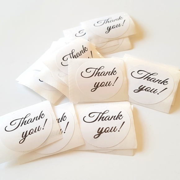 25 pcs Black & White Thank You Stickers 1" inch - Picture 2 of 9